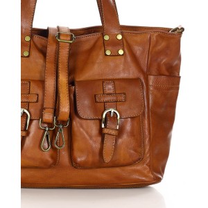 11B. Praktische Handtasche Schultertasche für Damen im Schwarz & Braun aus echtem italienischen Leder